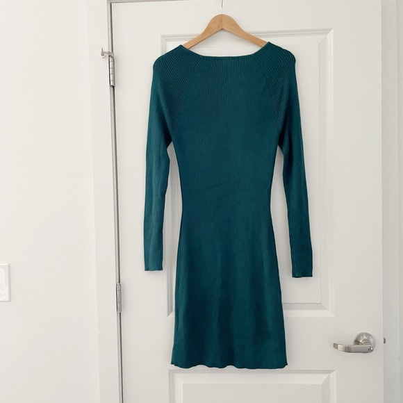Abercrombie &  Fitch Midi Cutout Sweater Dress Jade Ribbed Extra Large Tall - Picture 2 of 6